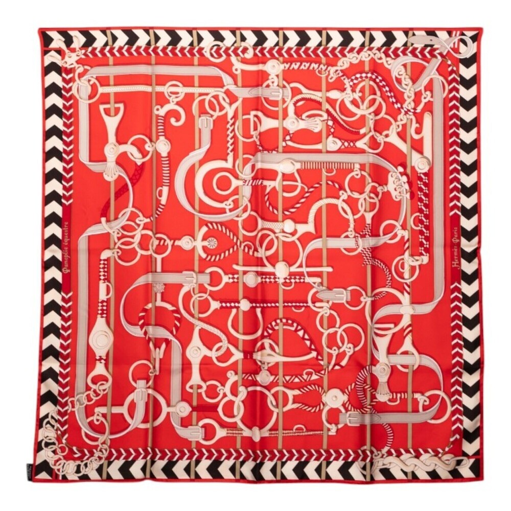 Hermes Carre 90 Panoplie Equestre Equestrian Equipment Set Scarf Muffler Red ...